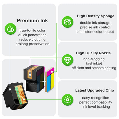 ANKINK Compatible HP 62XL Black Ink Cartridges 2 PACK
