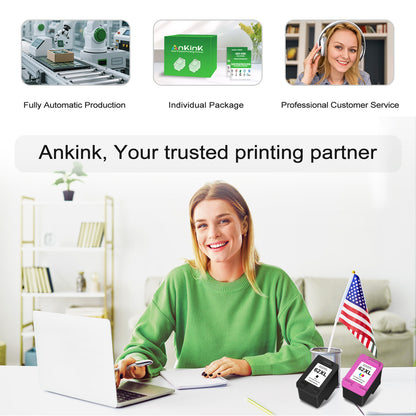 ANKINK Compatible HP 62XL Black Ink Cartridges 2 PACK
