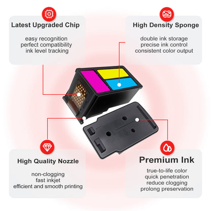 ANKINK 240 241 Black Tricolor Ink Cartridges Combo Pack Replacement for Canon 240 241 240XL241XL PG-240 XL CL-241 XL Ink Cartridge,3-Pack