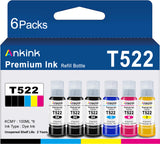 ANKINK T522 Ink Refill Bottles Replacement for 522 Refill Ink Bottle，6 PACK