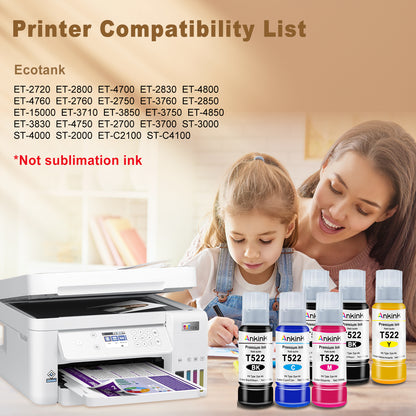 ANKINK T522 Ink Refill Bottles Replacement for 522 Refill Ink Bottle，6 PACK