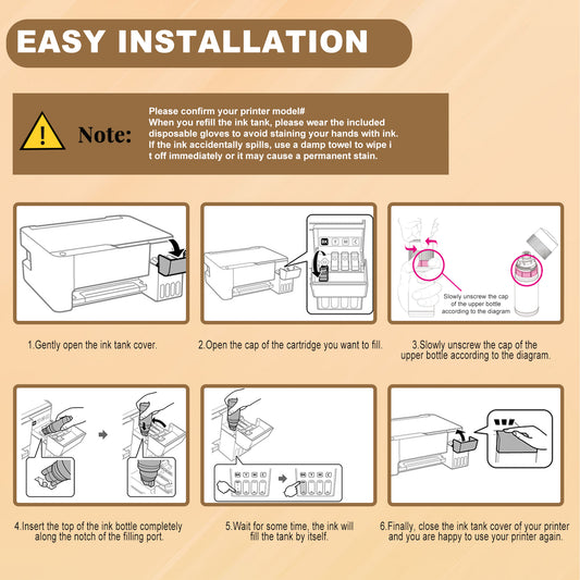 ANKINK T522 Ink Refill Bottles Replacement for 522 Refill Ink Bottle，6 PACK