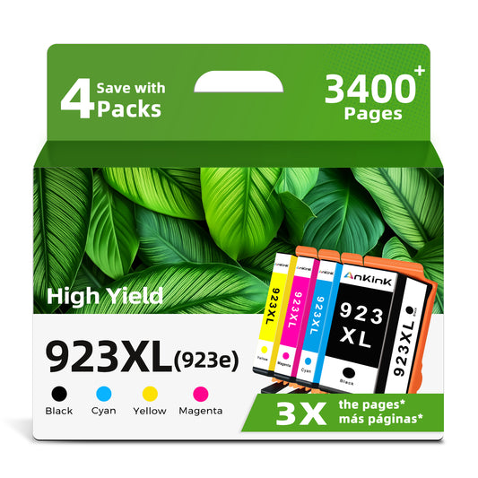 ANKINK Compatible HP 923XL 923e Black Color Combo Pack Ink Cartridges 4 PACK