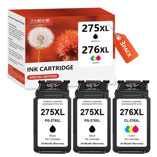 ANKINK Compatible Canon 275XL 276XL Black Color Combo Pack Ink Cartridges 3 PACK