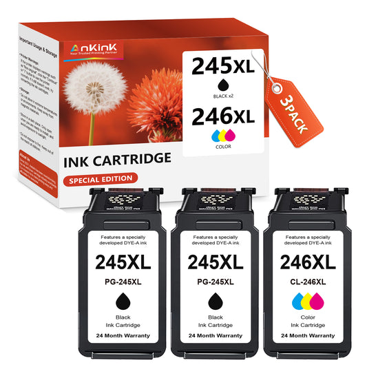 ANKINK Compatible Canon 245XL 246XL Black Color Combo Pack Ink Cartridges 3 PACK