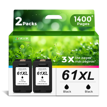 ANKINK Compatible HP 61XL Black Ink Cartridges 2 PACK