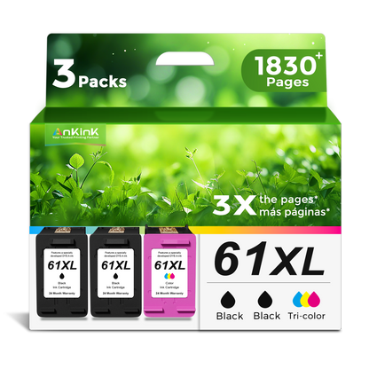 ANKINK Compatible HP 61XL Black Color Combo Pack Ink Cartridges 3 PACK