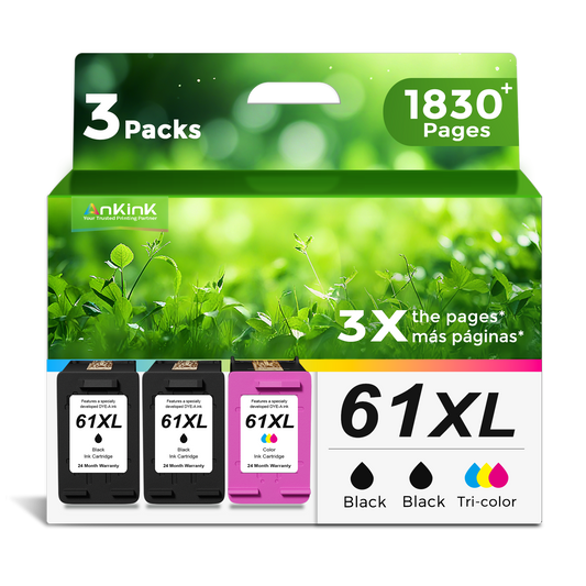 ANKINK Compatible HP 61XL Black Color Combo Pack Ink Cartridges 3 PACK