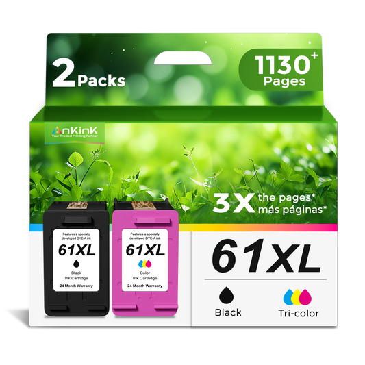 ANKINK Compatible HP 61XL Black Color Combo Pack Ink Cartridges 2 PACK