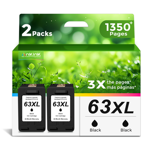 ANKINK Compatible HP 63XL Black Ink Cartridges 2 PACK