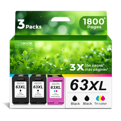ANKINK Compatible HP 63XL Black Color Combo Pack Ink Cartridges 3 PACK
