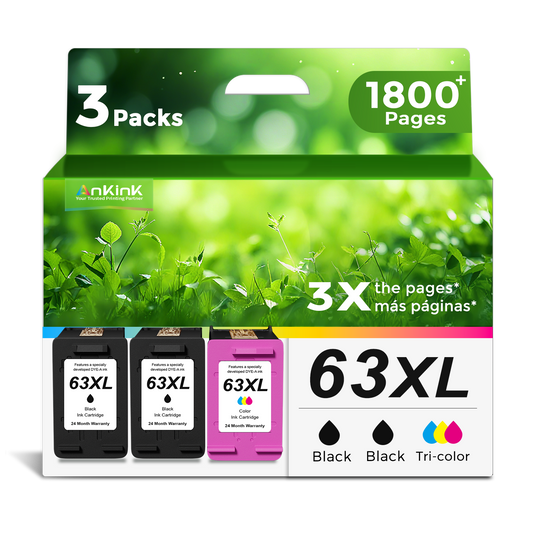 ANKINK Compatible HP 63XL Black Color Combo Pack Ink Cartridges 3 PACK