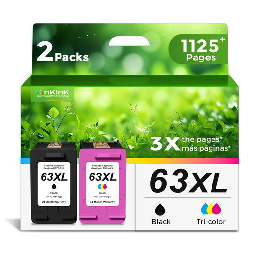 ANKINK Compatible HP 63XL Black Color Combo Pack Ink Cartridges 2 PACK