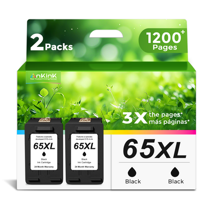 ANKINK Compatible HP 65XL Black Combo Pack Ink Cartridges 2 PACK