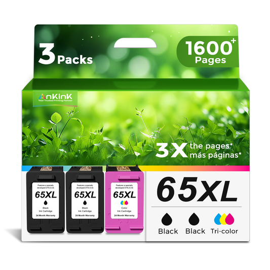 ANKINK Compatible HP 65XL Black Color Combo Pack Ink Cartridges 3 PACK