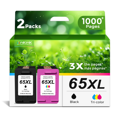 ANKINK Compatible HP 65XL Black Color Combo Pack Ink Cartridges 2 PACK