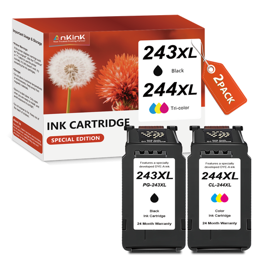 ANKINK compatible Canon PG-243XL CL-244XL Black Color Combo Ink Cartridges, 2 PACK