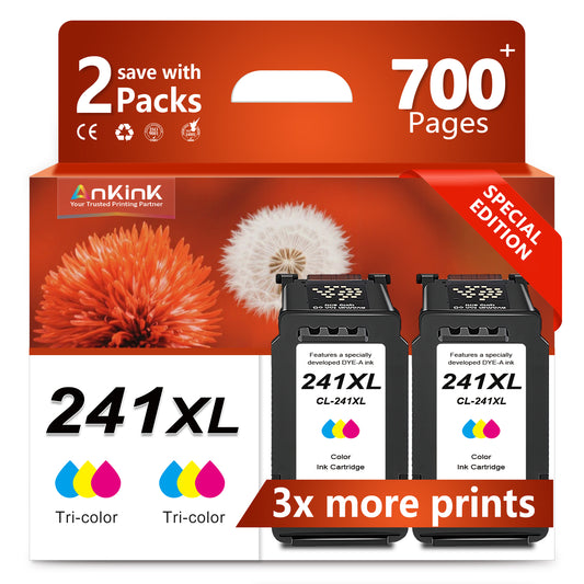 ANKINK 241 Tricolor Ink Cartridges Combo Pack Replacement for Canon 241XL CL-241 XL Ink Cartridge,2-Pack