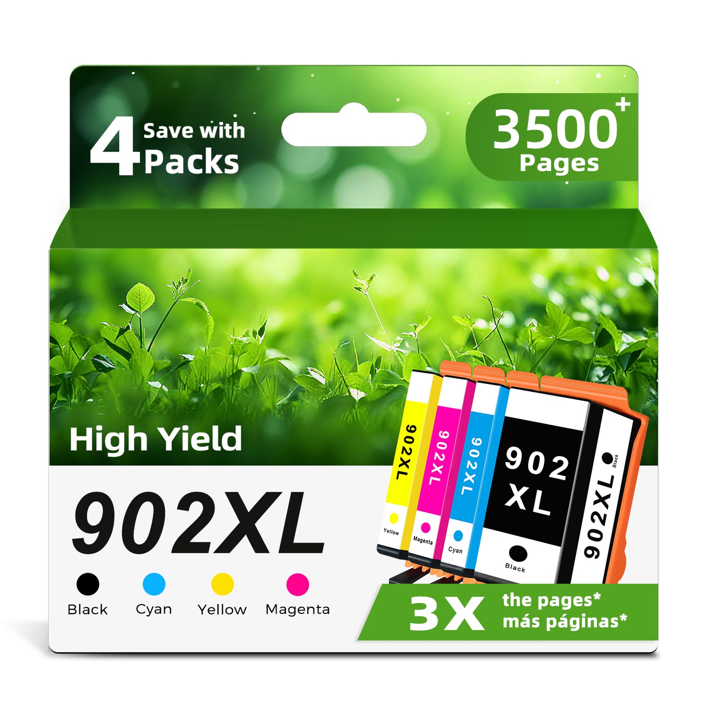 ANKINK Remanufactured HP 902XL 902 XL Black Color Combo Pack Ink Cartridges 4 PACK