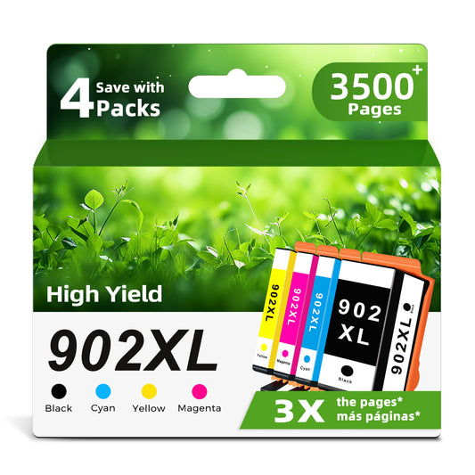 ANKINK Remanufactured HP 902XL 902 XL Black Color Combo Pack Ink Cartridges 4 PACK