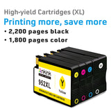 Upgraded Chip 952XL Ink Cartridges Combo Pack Replacement for HP 952 XL HP952XL HP952 Black Color for OfficeJet Pro 8710 7740 8720 8702 8210 7720 8715 8730 8740 8216 8725 8700 8200 Printer (4 Pack)