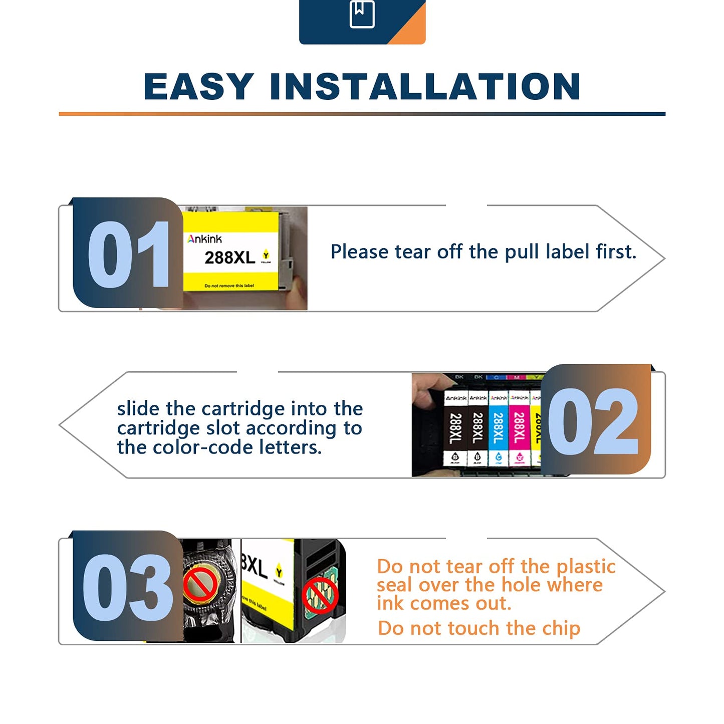 ANKINK compatible Epson 288 XL T288XL Higher Yield Ink Cartridges, 4 PACK