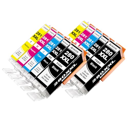 Ankink Compatible Ink Cartridges Replacement for 280XXL 281XXL 10 Pack
