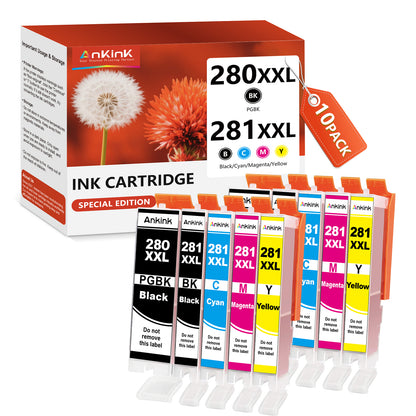 Ankink Compatible Ink Cartridges Replacement for 280XXL 281XXL 10 Pack
