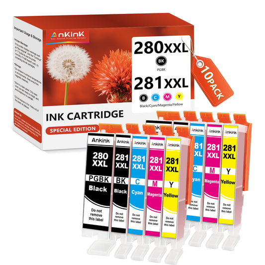 Ankink Compatible Ink Cartridges Replacement for 280XXL 281XXL 10 Pack