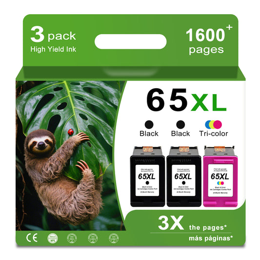 ANKINK Compatible HP 65XL Black Color Combo Pack Ink Cartridges 3 PACK