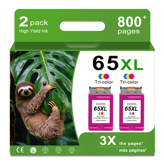 ANKINK Compatible HP 65XL Color Combo Pack Ink Cartridges 2 PACK