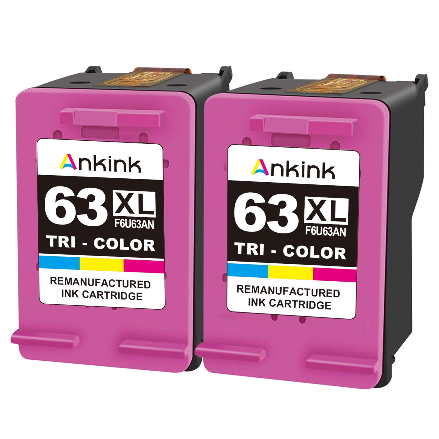 ANKINK Compatible HP 63XL Color Ink Cartridges 2 PACK