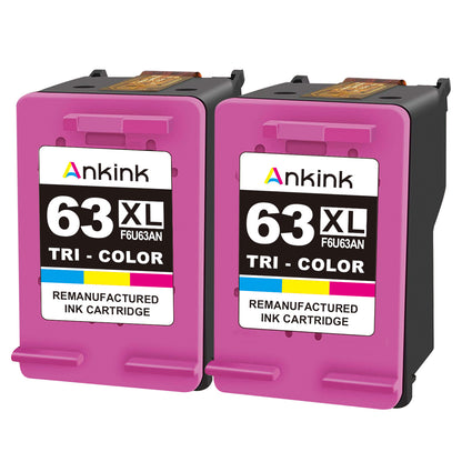 ANKINK Compatible HP 63XL Color Ink Cartridges 2 PACK