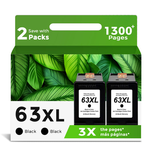 ANKINK Compatible HP 63XL Black Ink Cartridges 2 PACK