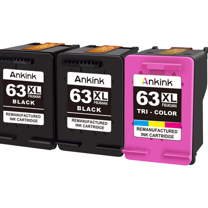 ANKINK Compatible HP 63XL Black Color Combo Pack Ink Cartridges 3 PACK