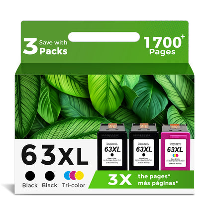 ANKINK compatible HP 63XL Black Color Combo Ink Cartridges, 3 PACK