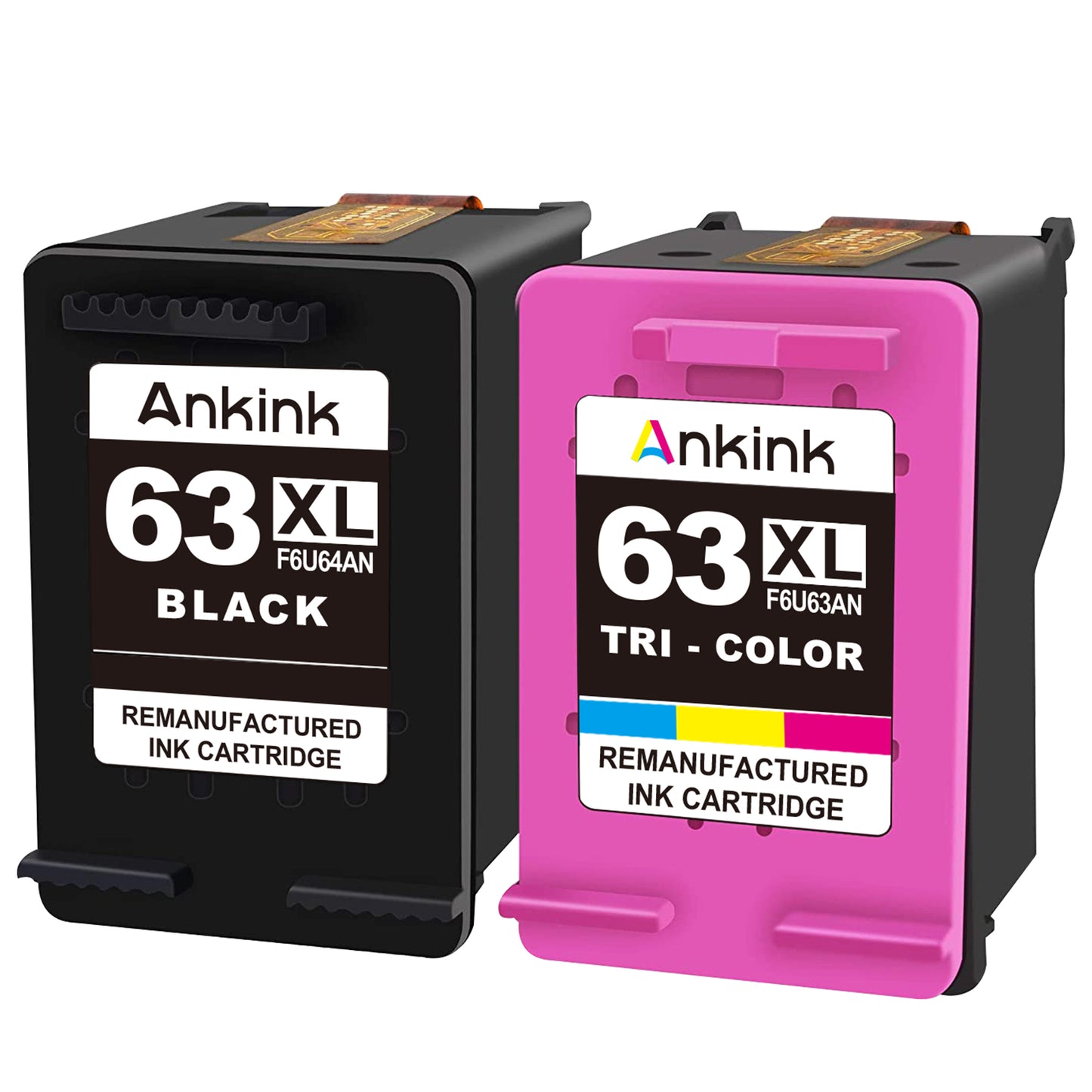 ANKINK Compatible HP 63XL Black Color Combo Pack Ink Cartridges 2 PACK