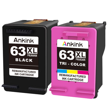 ANKINK Compatible HP 63XL Black Color Combo Pack Ink Cartridges 2 PACK