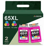 ANKINK compatible Higher Yield HP 65 XL Color Ink Cartridges, 2 PACK