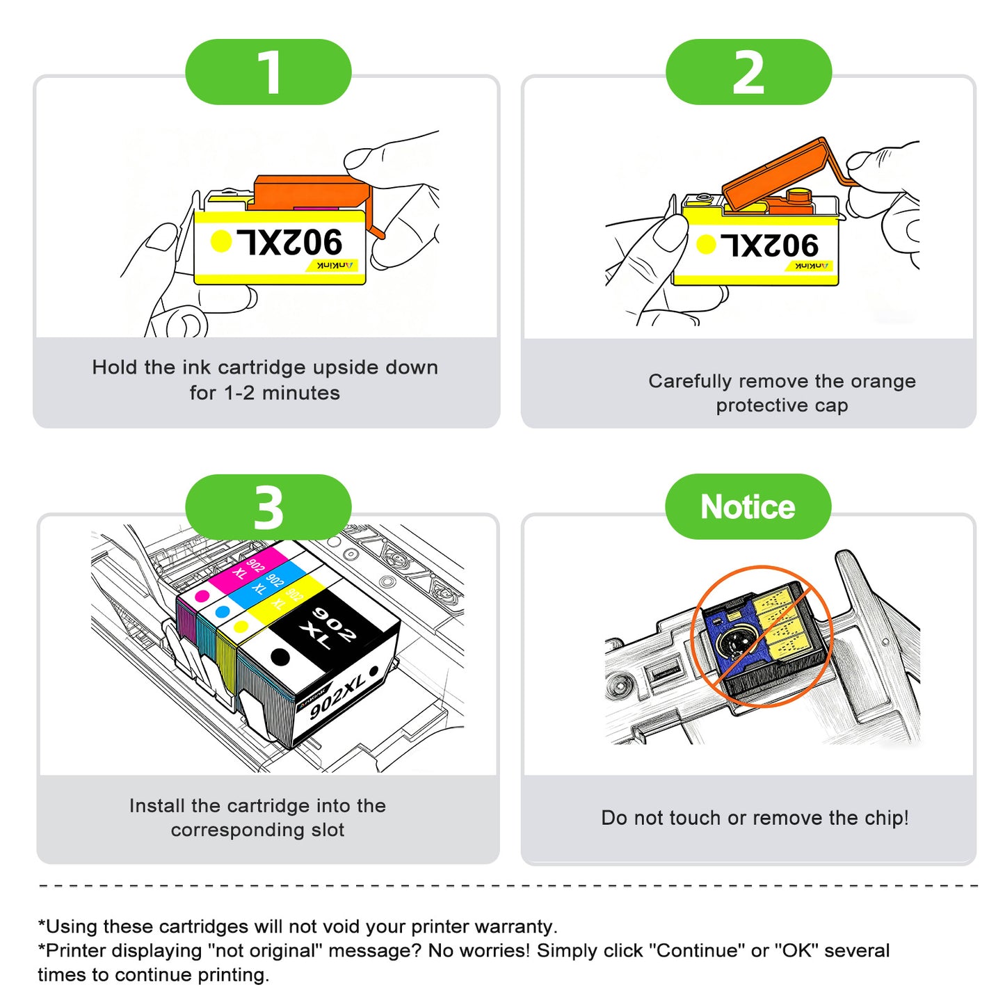 ANKINK Remanufactured HP 902XL 902 XL Black Combo Pack Ink Cartridges 2 PACK