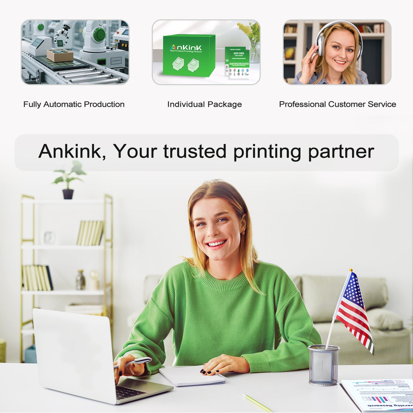 ANKINK Compatible HP 68XL Black Color Combo Pack Ink Cartridges 2 PACK