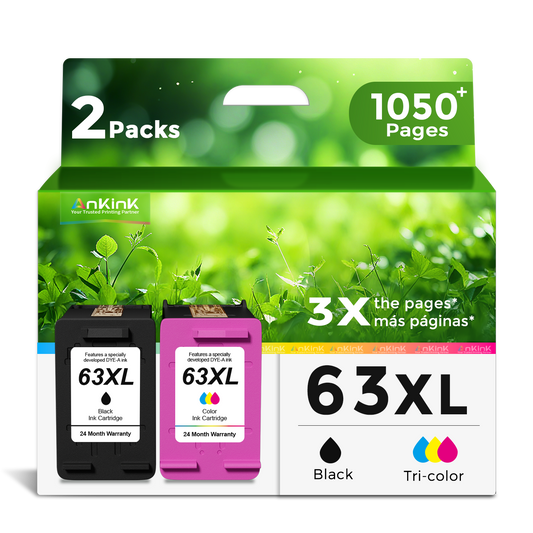 ANKINK Compatible HP 63XL Black Color Combo Pack Ink Cartridges 2 PACK