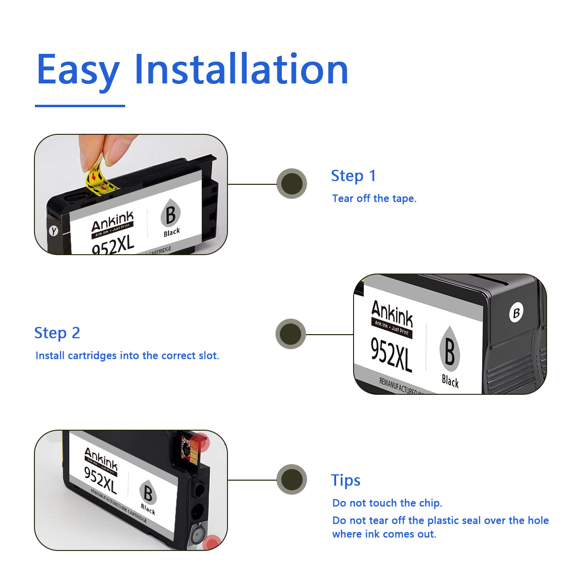 ANKINK Compatible HP 952XL Black Ink Cartridges 2 PACK